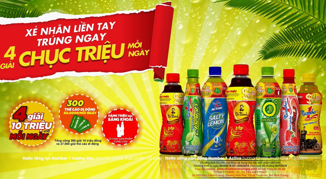 Uống Trà Xanh Không Độ, trúng thưởng 10 triệu đồng