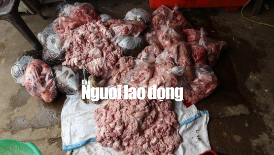 Phát hoảng với hơn 150 kg nội tạng heo và huyết bò hôi thối