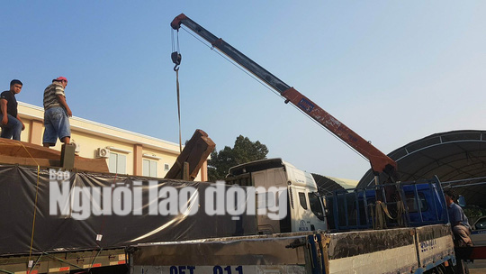 Bắt giữ xe đầu k&eacute;o chở gỗ căm xe với khối lượng lớn - Ảnh 1.