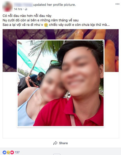V&aacute;y cưới em chưa kịp thử... - Chia sẻ từ vợ sắp cưới của hiệp sĩ tử vong - Ảnh 1.