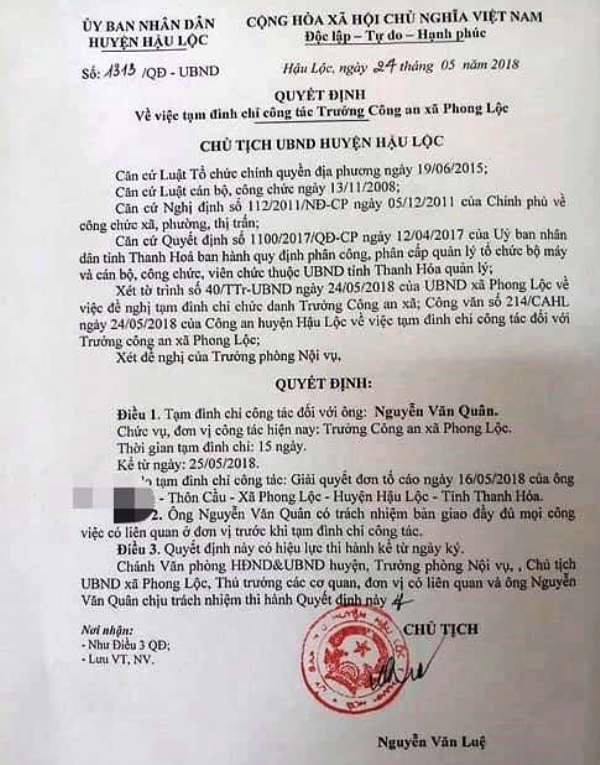 Trưởng c&ocirc;ng an x&atilde; v&agrave;o nh&agrave; nghỉ với vợ bạn th&acirc;n bị đ&igrave;nh chỉ c&ocirc;ng t&aacute;c - Ảnh 2.