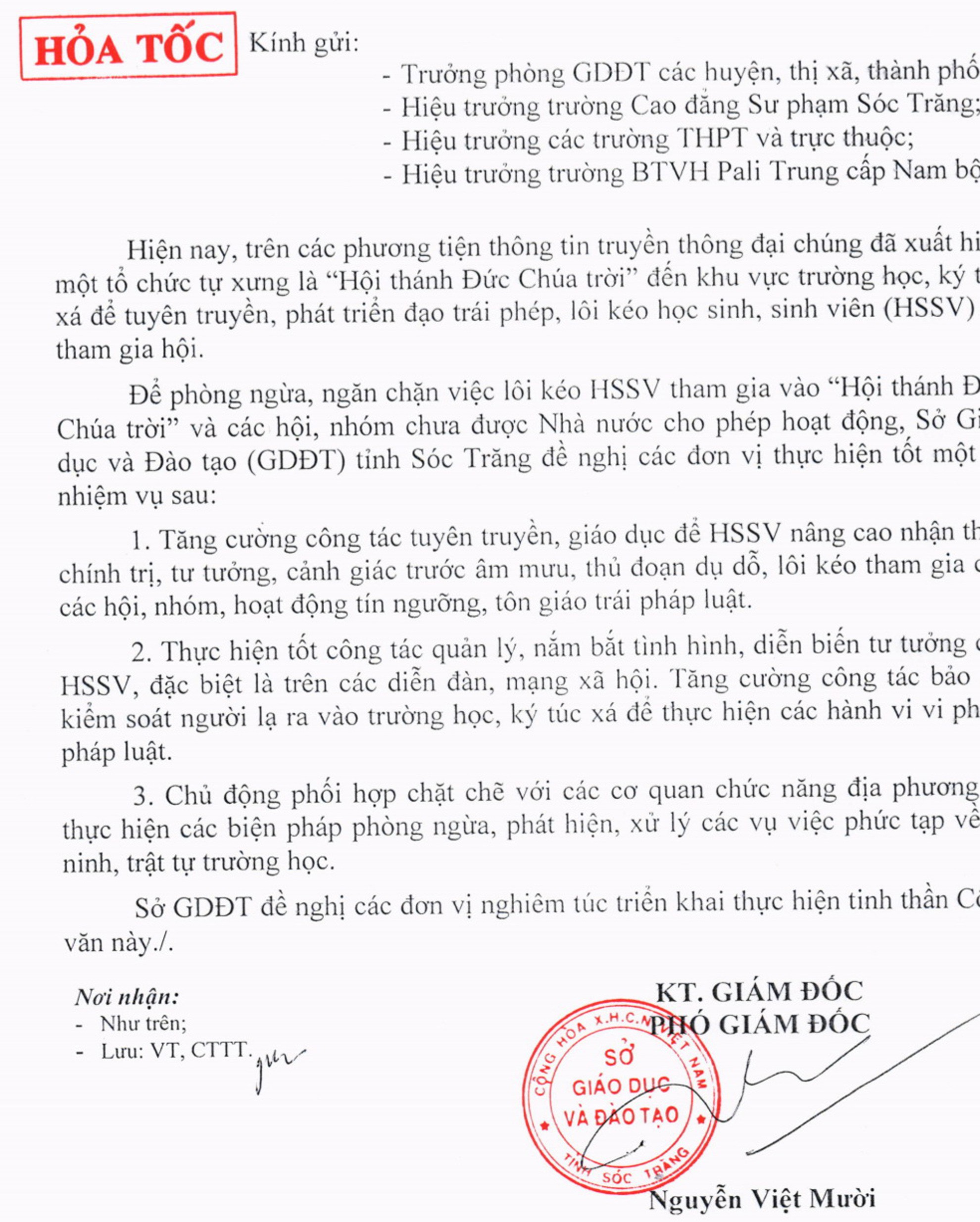 Tăng cường bảo vệ học sinh, sinh vi&ecirc;n trước &ldquo;Hội th&aacute;nh Đức Ch&uacute;a Trời Mẹ&rdquo; - Ảnh 1.