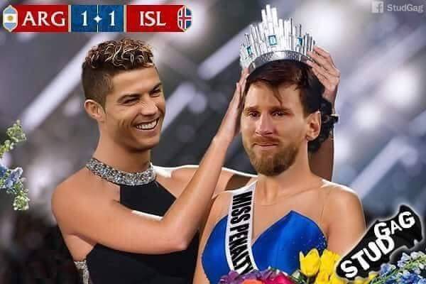 Ảnh chế World Cup: Ronaldo trao vương miện hoa hậu cho... Messi