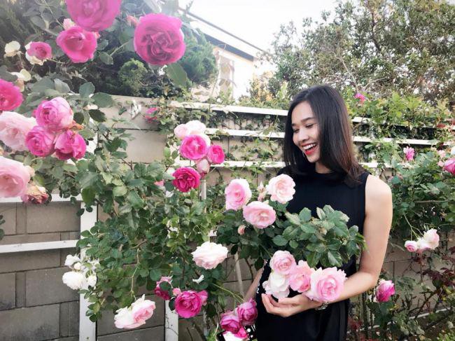 Hoa hậu Dương Mỹ Linh khoe vườn hoa hồng v&agrave; c&acirc;y ăn quả ở Mỹ - Ảnh 2.