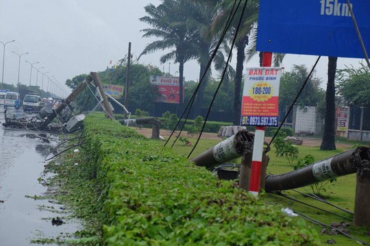 Lốc quật gãy hàng loạt trụ điện trên Quốc lộ 51 - Ảnh 8.