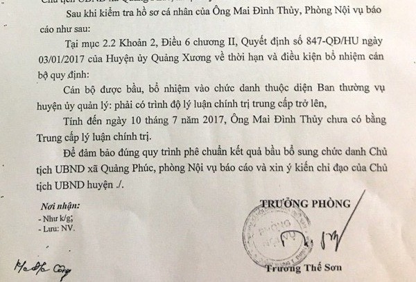 Cán bộ huyện luân chuyển về làm chủ tịch xã chưa đủ điều kiện