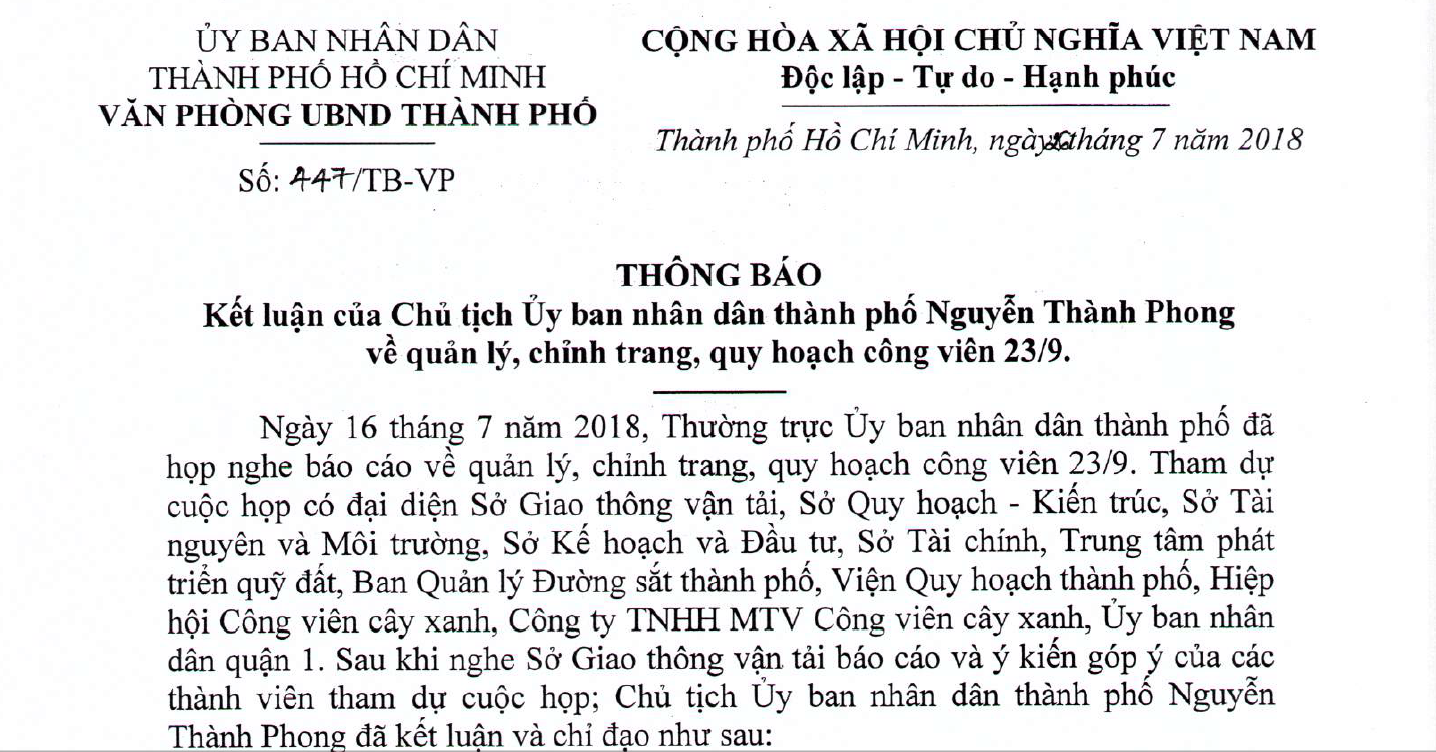 TP HCM ra lệnh chấm dứt cho thuê ở Công viên 23 Tháng 9 - Ảnh 1.
