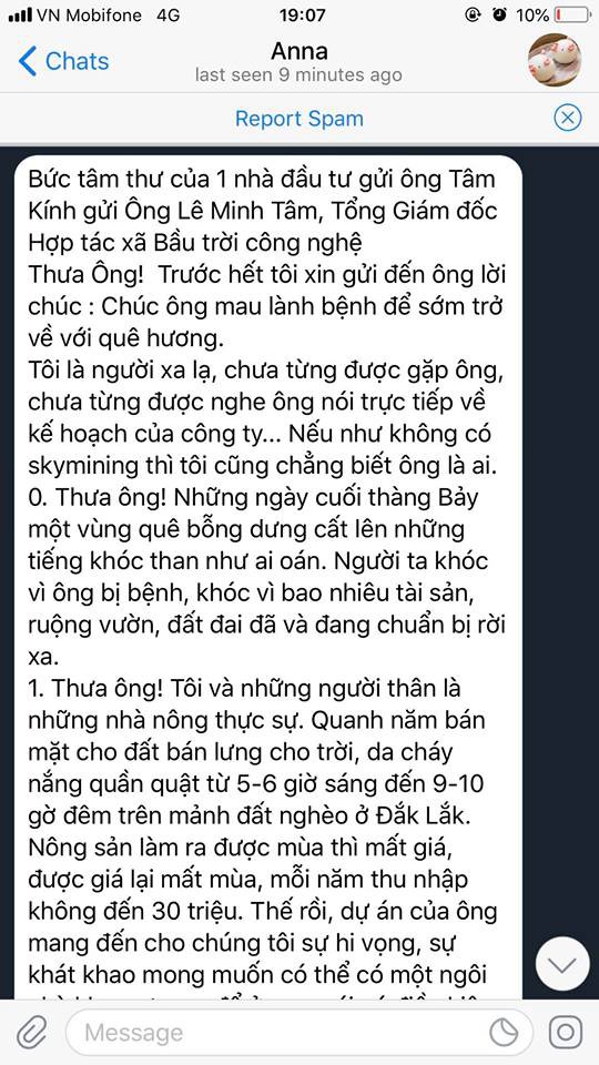 Nhà đầu tư gởi tâm thư "đẫm nước mắt" cho ông Lê Minh Tâm Sky Mining