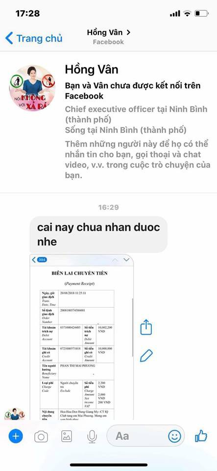 Giả mạo Facebook của Hồng V&acirc;n, Quốc Thuận để lừa tiền hỗ trợ Mai Phương, L&ecirc; B&igrave;nh - Ảnh 3.