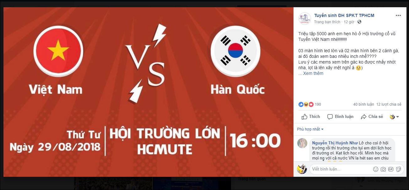 Trường ĐH y&ecirc;u cầu sinh vi&ecirc;n ăn mặc lịch sự, kh&ocirc;ng qu&aacute; kh&iacute;ch khi xem Olympic Việt Nam - H&agrave;n Quốc - Ảnh 2.