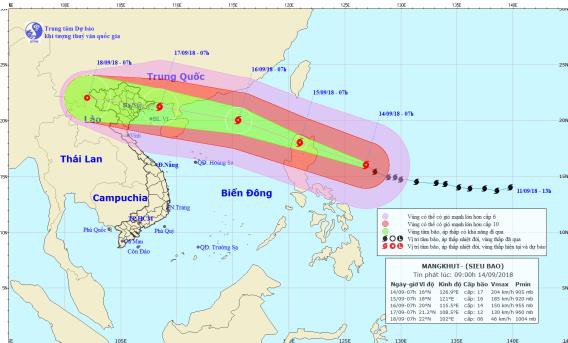 27 tỉnh, thành có thể bị ảnh hưởng bởi siêu bão Mangkhut
