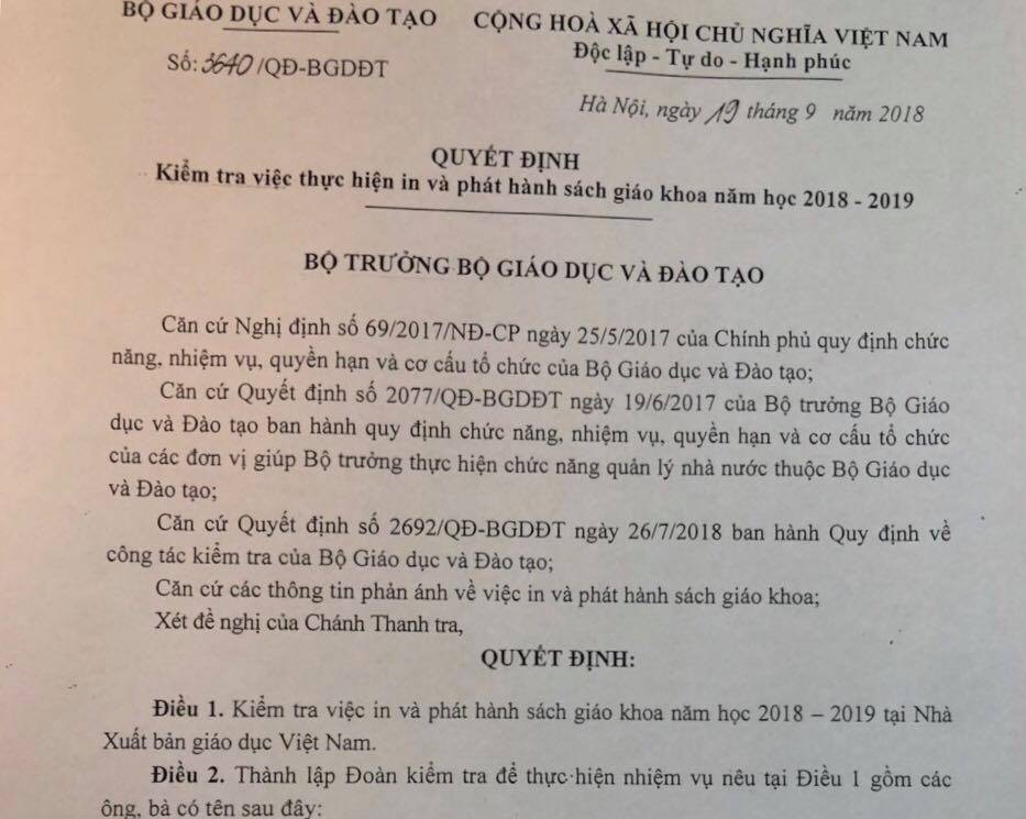 Bộ GD-ĐT kiểm tra NXB Giáo dục có hay không độc quyền phát hành SGK