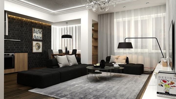 Căn hộ phong c&aacute;ch với m&agrave;u đen, trắng v&agrave; n&acirc;u gỗ - Ảnh 1.