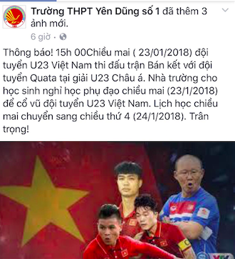 Xôn xao việc cho học sinh nghỉ để cổ vũ U23 Việt Nam