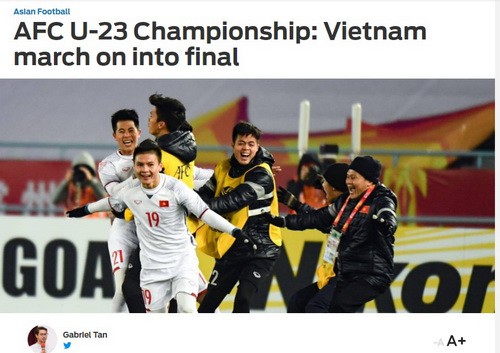 Báo chí thế giới ca ngợi chiến tích kỳ diệu của U23 Việt Nam