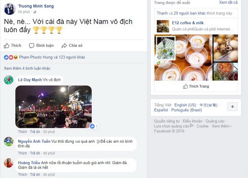 Mạng xã hội Facebook tràn ngập sắc đỏ chiến thắng - Ảnh 2.