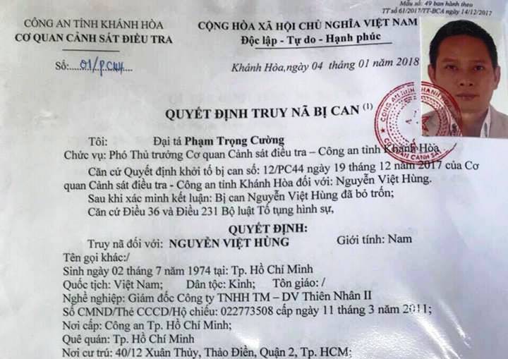 Truy nã giám đốc lừa đảo ở dự án Ocean View Nha Trang - Ảnh 1.