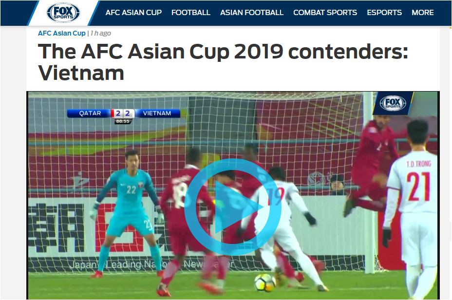 Fox Sports nhận định Quang Hải và tuyển Việt Nam vào sâu Asian Cup
