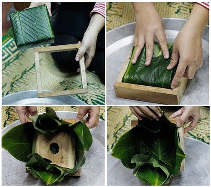 Hướng dẫn c&aacute;ch g&oacute;i b&aacute;nh chưng bằng khu&ocirc;n v&ocirc; c&ugrave;ng đẹp mắt - Ảnh 4.