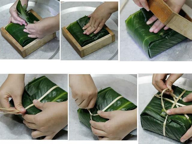 Hướng dẫn c&aacute;ch g&oacute;i b&aacute;nh chưng bằng khu&ocirc;n v&ocirc; c&ugrave;ng đẹp mắt - Ảnh 6.