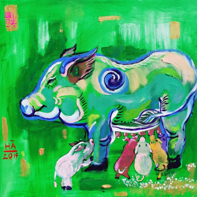 Ngắm heo tr&ecirc;n tranh Kỷ Hợi - Ảnh 5.