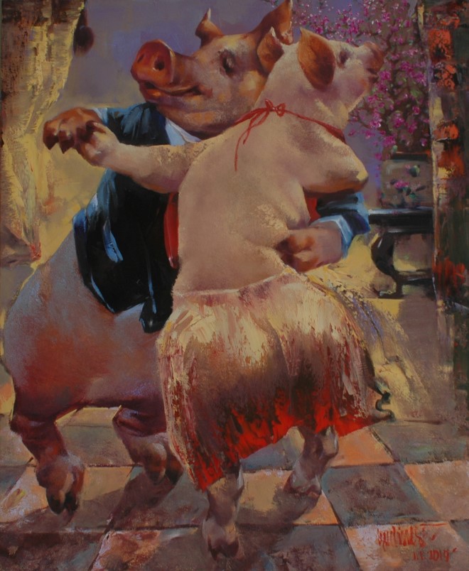 Ngắm heo tr&ecirc;n tranh Kỷ Hợi - Ảnh 4.