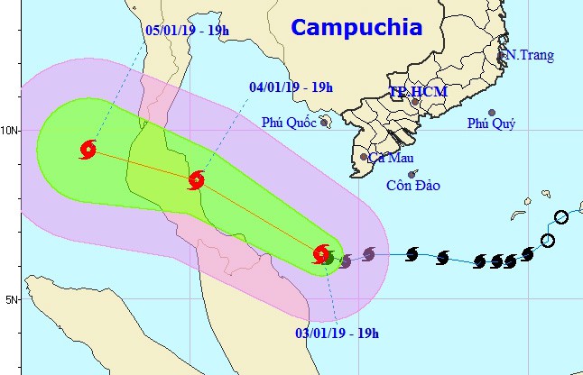 B&atilde;o số 1 giật cấp 11 c&aacute;ch mũi C&agrave; Mau 240 km, T&acirc;y Nam Bộ mưa diện rộng - Ảnh 1.