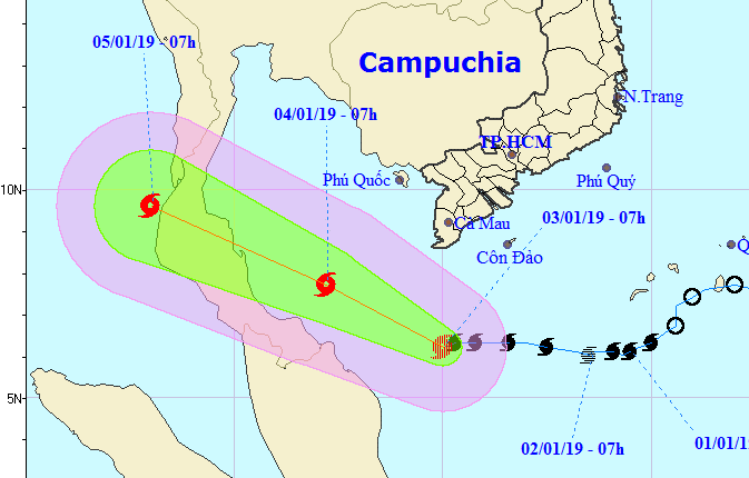 Bão số 1 giật cấp 11, cách mũi Cà Mau 240 km, sóng biển cao 2-5 m - Ảnh 1.