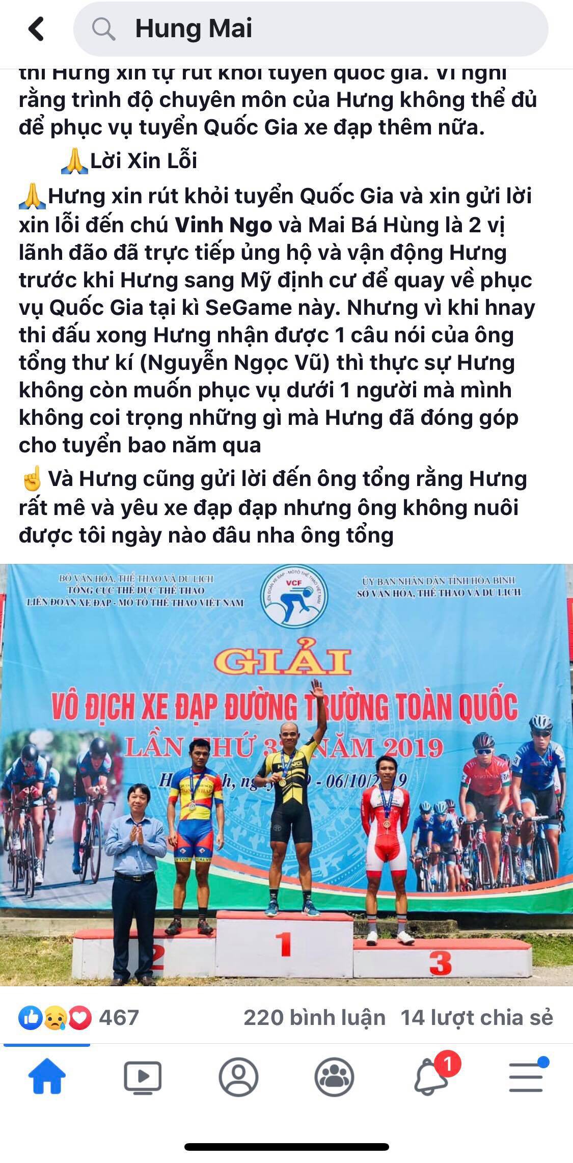 Tay đua Mai Nguyễn Hưng xin r&uacute;t khỏi Đội tuyển Quốc gia - Ảnh 1.