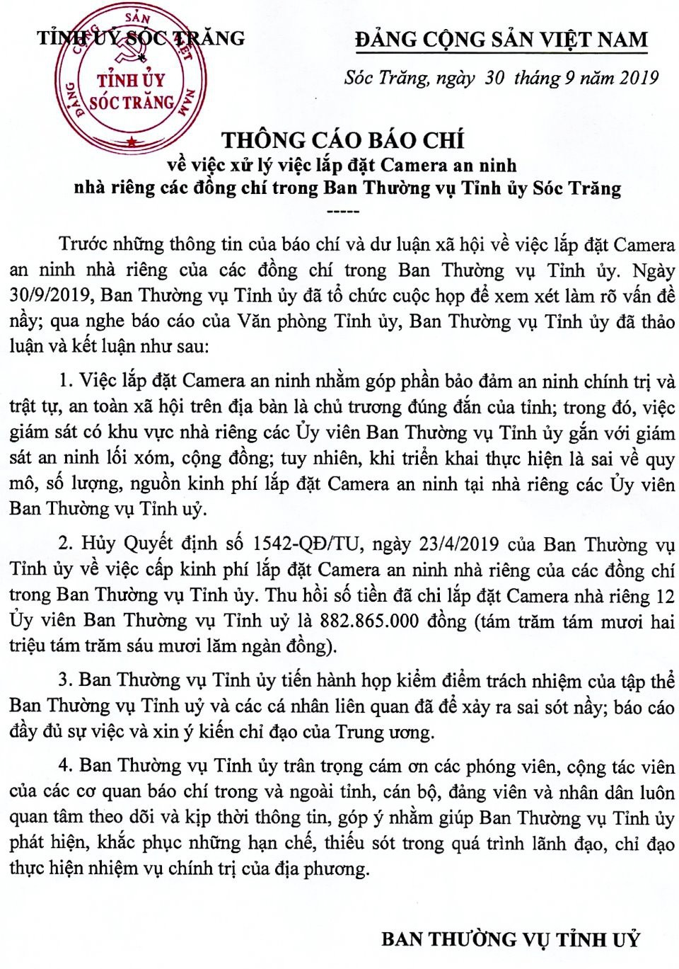 Ph&oacute; B&iacute; thư Tỉnh S&oacute;c Trăng l&ecirc;n tiếng vụ lắp camera nh&agrave; ri&ecirc;ng c&aacute;n bộ - Ảnh 4.