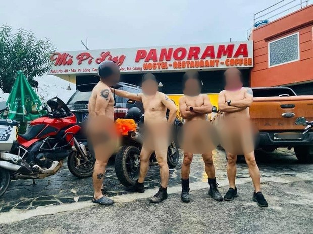 Xác minh thông tin nhóm người đàn ông khỏa thân đi xe máy, "làm lố" ở danh thắng Mã Pí Lèng