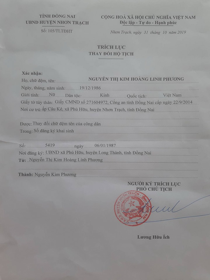 Diễn biến mới nhất vụ xin đổi tên vì quá dài của người phụ nữ ở Nhơn Trạch