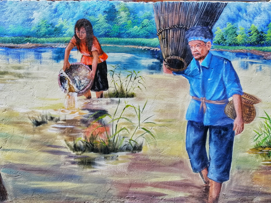 Lịm tim với những bức bích họa đầy màu sắc ở Chử Xá - Ảnh 7.