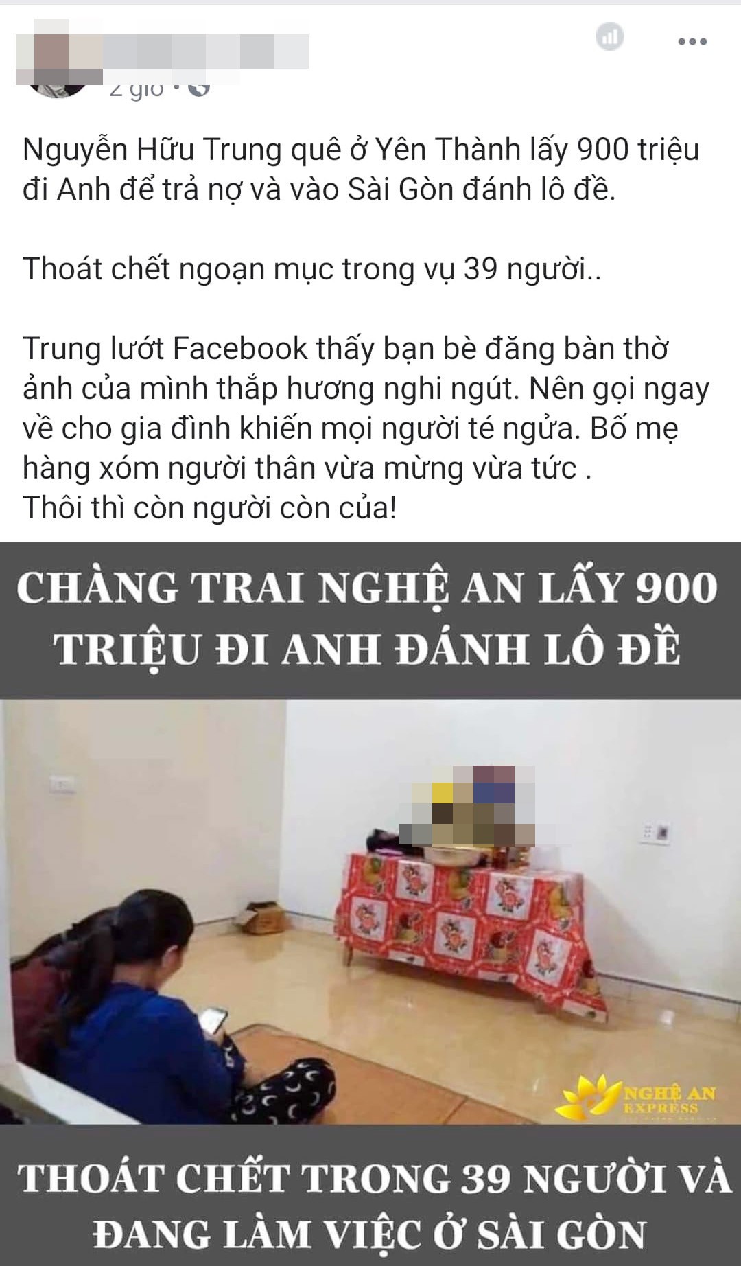 Sự thật thông tin người đàn ông Nghệ An thoát chết ở Anh vì cầm 900 triệu đi đánh lô đề - Ảnh 1.