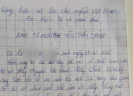 Sốc với "Bản tự nguyện yêu thầy giáo"
