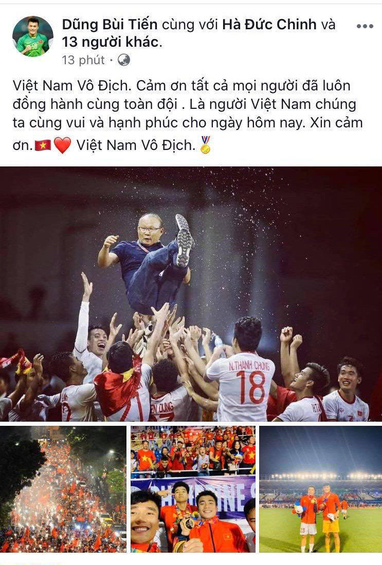 Văn Hậu, Đức Chinh, Tiến Linh... khoe v&agrave;ng, gửi lời cảm ơn người h&acirc;m mộ - Ảnh 6.