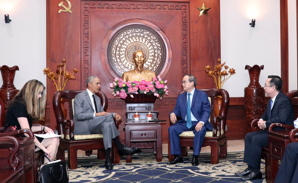 Bí thư Thành ủy Nguyễn Thiện Nhân tiếp xã giao cựu Tổng thống Mỹ Barack Obama