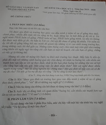 Sở GD-ĐT Đà Nẵng ra đề thi văn “từ bỏ cũng là lựa chọn” gây tranh cãi