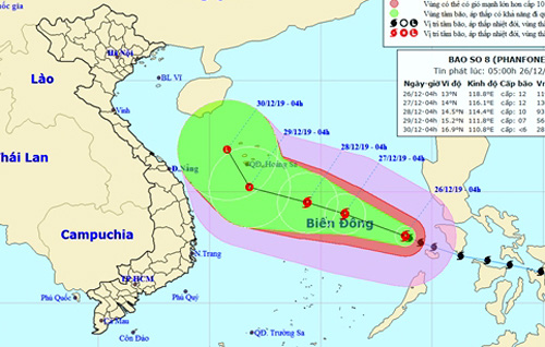 Bão Phanfone giật cấp 14 vào Biển Đông, có thể đổi hướng