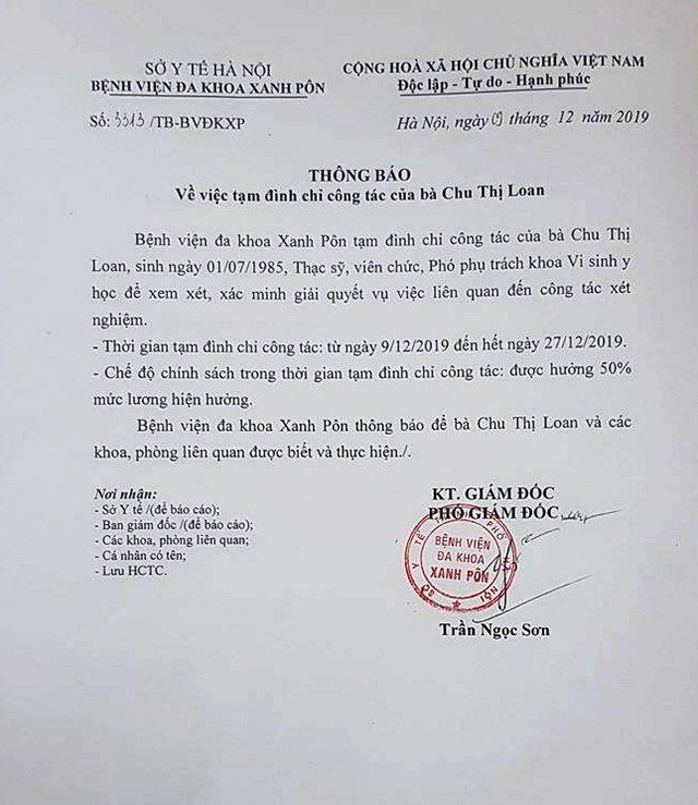 Đình chỉ 3 nhân viên Bệnh viện Xanh Pôn vì nghi án gian lận xét nghiệm HIV và viêm gan B - Ảnh 2.