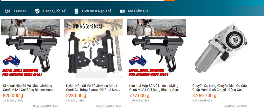 TP HCM đề nghị kiểm tra việc Lazada bán thiết bị lắp ráp súng