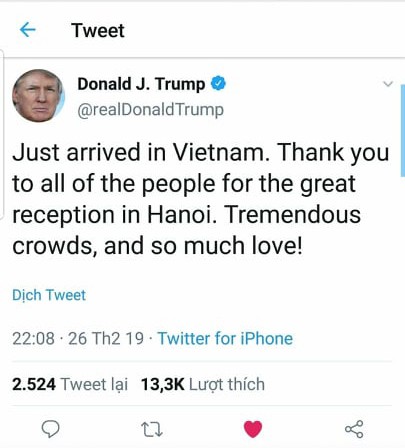 Tổng thống Donald Trump n&oacute;i lời cảm ơn sự chu đ&aacute;o của Việt Nam - Ảnh 2.