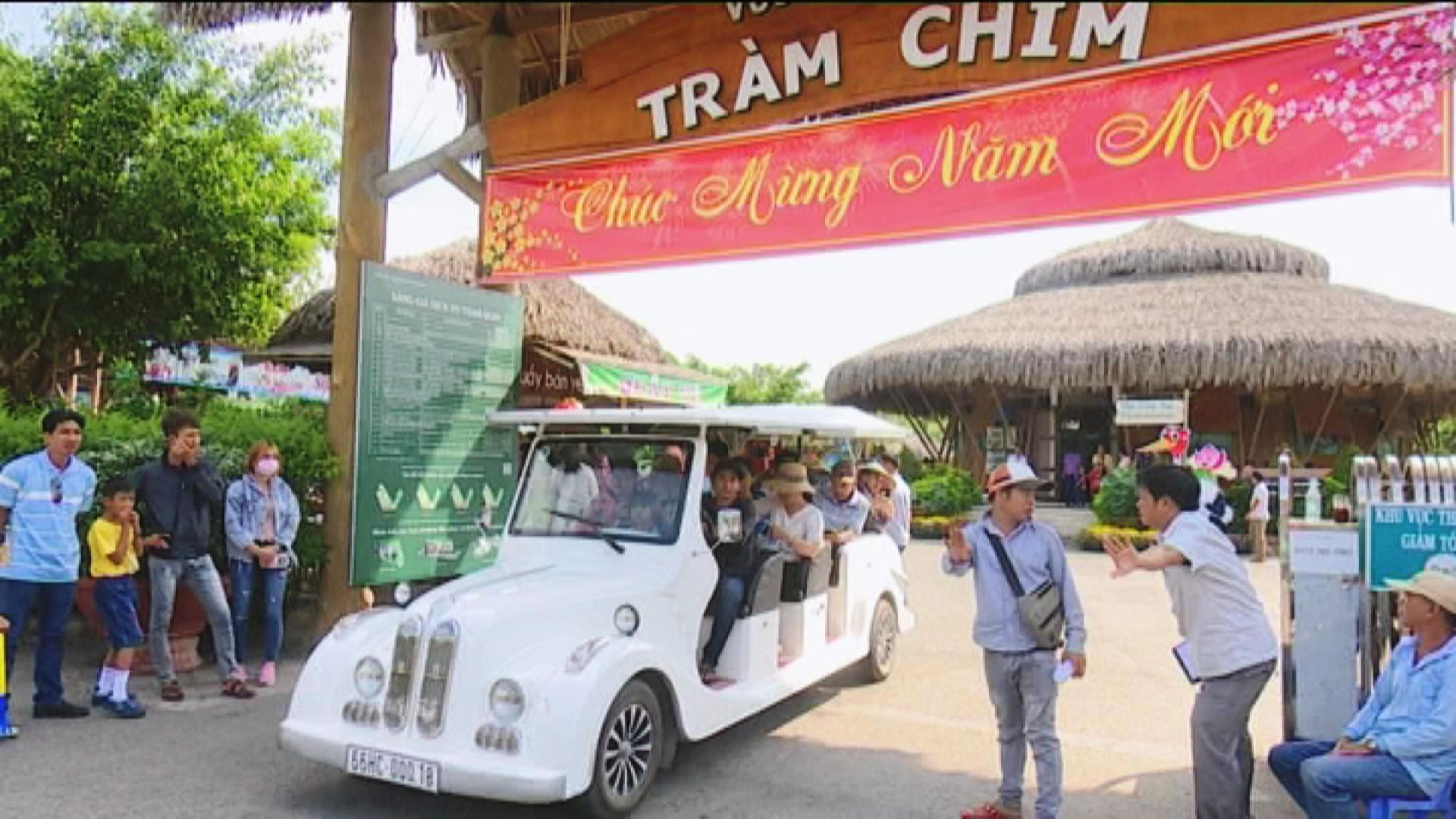 Du khách ùn ùn kéo đến Tràm Chim tham quan, nghỉ dưỡng trong dịp Tết