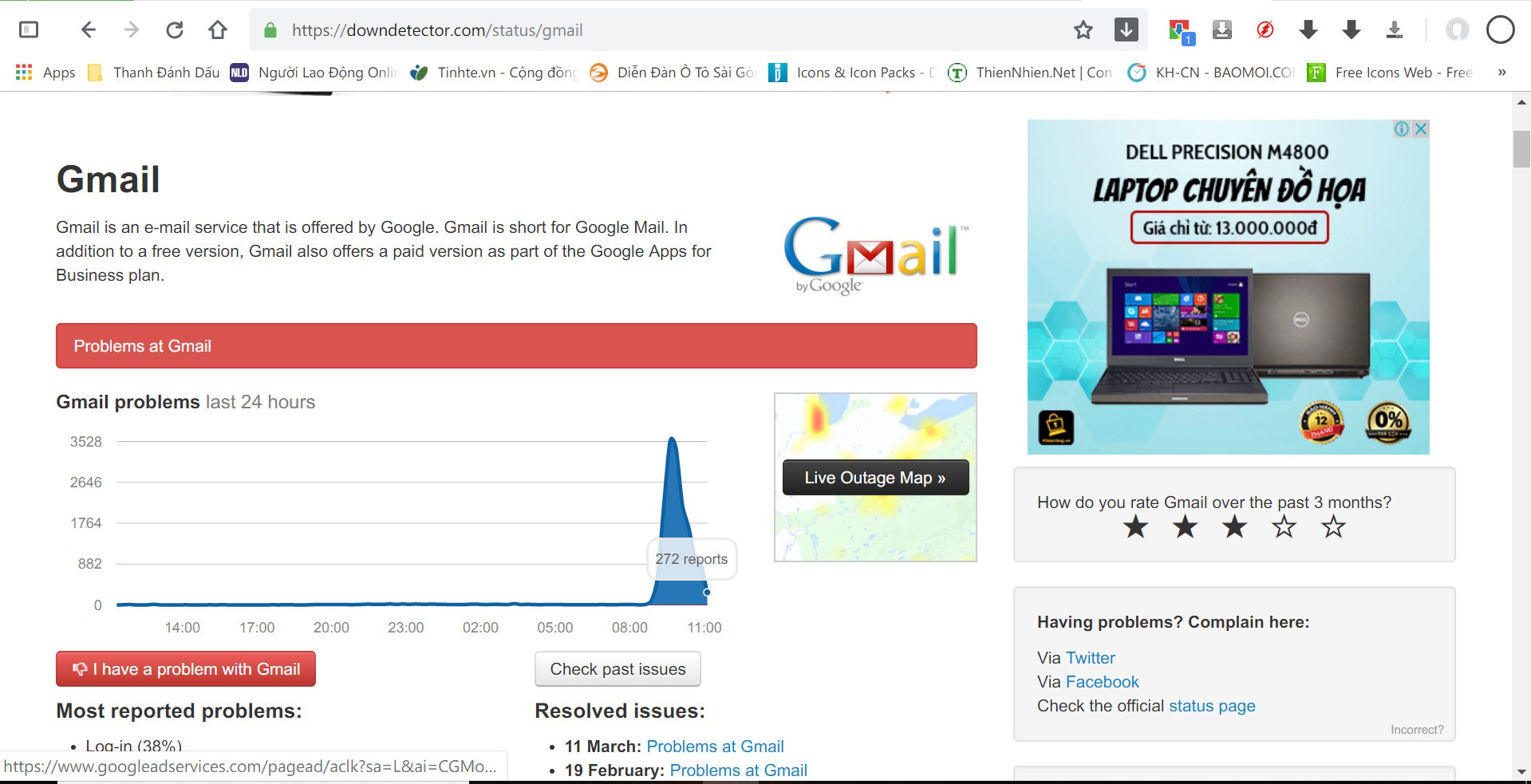 Google Gmail, Drive, Maps đang gặp sự cố