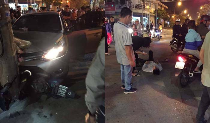 Xế hộp vượt đèn đỏ, tông 2 người thương vong, tài xế rời đi