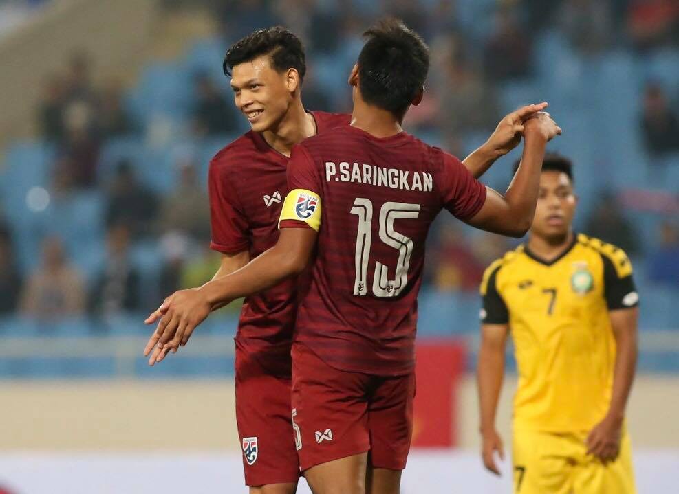 Đồng đội Xu&acirc;n Trường ghi hat-trick, U23 Th&aacute;i Lan thắng đậm Brunei - Ảnh 1.