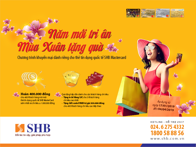 Ho&agrave;n tiền v&agrave; nhận v&agrave;ng SJC khi chi ti&ecirc;u bằng thẻ t&iacute;n dụng SHB MasterCard - Ảnh 1.
