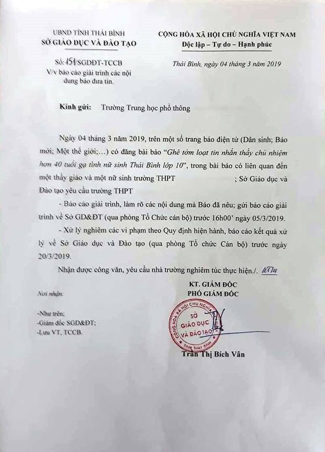 L&agrave;m r&otilde; th&ocirc;ng tin thầy gi&aacute;o gạ t&igrave;nh nữ sinh lớp 10 - Ảnh 1.