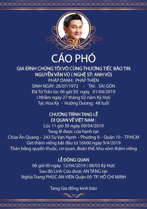Tang lễ nghệ sĩ Anh Vũ tiến hành ở Mỹ - Ảnh 3.