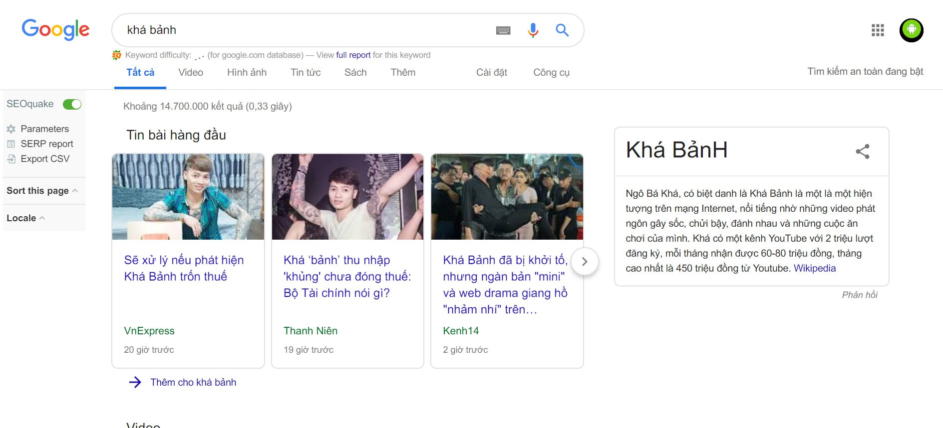 Khá Bảnh đứng đầu xu hướng tìm kiếm Google tuần qua
